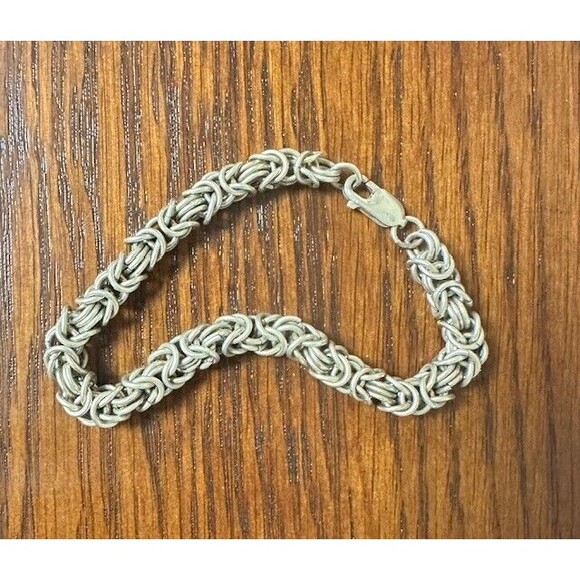 Vintage Handmade Sterling Silver Bracelet Link Chain 7.5" 25 gm 925 - Picture 1 of 7